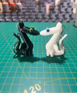 Cute Dragon Keychain - Black and White Dragon Couple, Handmade Fantasy Keyring, Cute Gift for Dragon Lovers, Anime Inspired Accessories