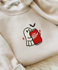 Embroidered Ghost Dr Pepper Sweatshirt, Embroidered Cute Ghost, Soda Sweatshirt