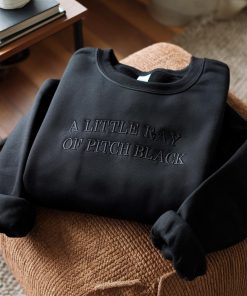 A Little Ray of Pitch Black Embroidered Sweatshirt, Gothic Bat Shirt, Dark Humor